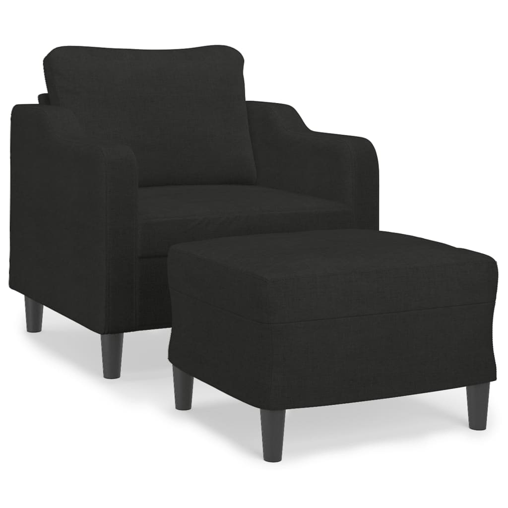 Fauteuil avec repose-pied Noir 60 cm Tissu - XIOS