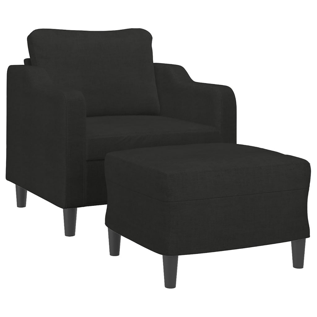 Fauteuil avec repose-pied Noir 60 cm Tissu - XIOS