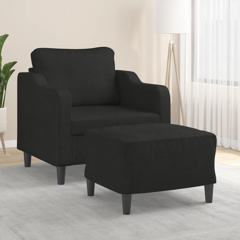 Fauteuil avec repose-pied Noir 60 cm Tissu - XIOS