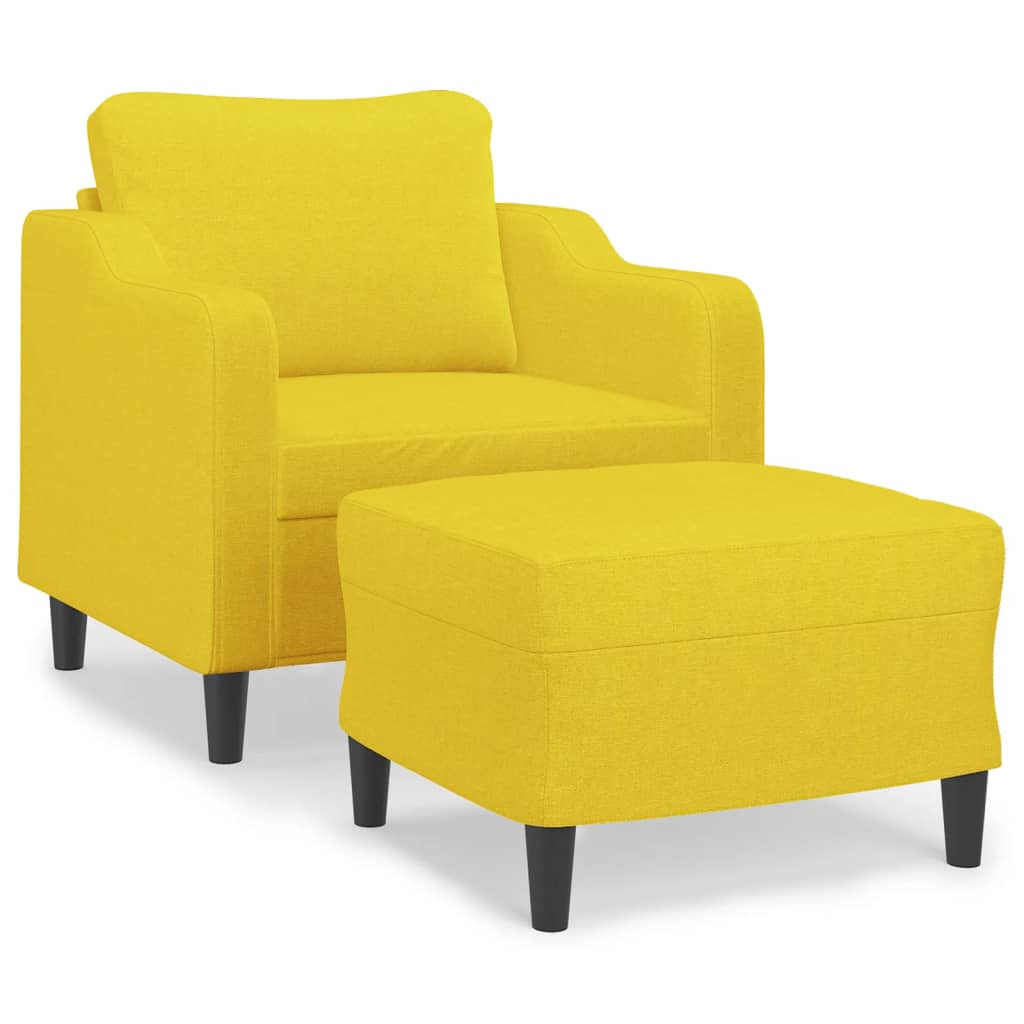 Fauteuil avec repose-pied Jaune clair 60 cm Tissu - XIOS
