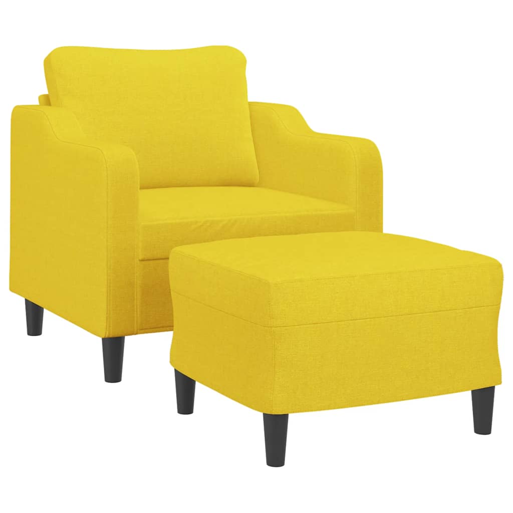 Fauteuil avec repose-pied Jaune clair 60 cm Tissu - XIOS