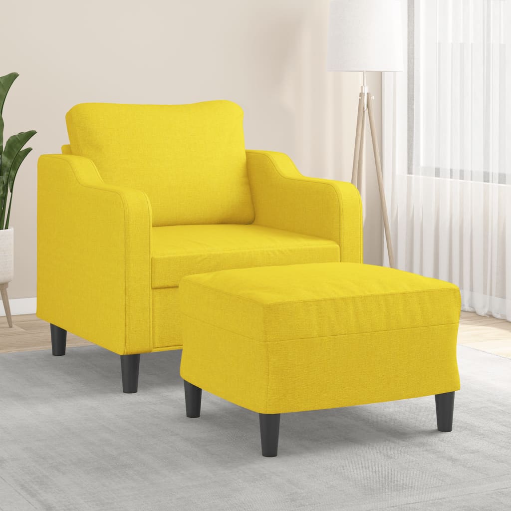 Fauteuil avec repose-pied Jaune clair 60 cm Tissu - XIOS