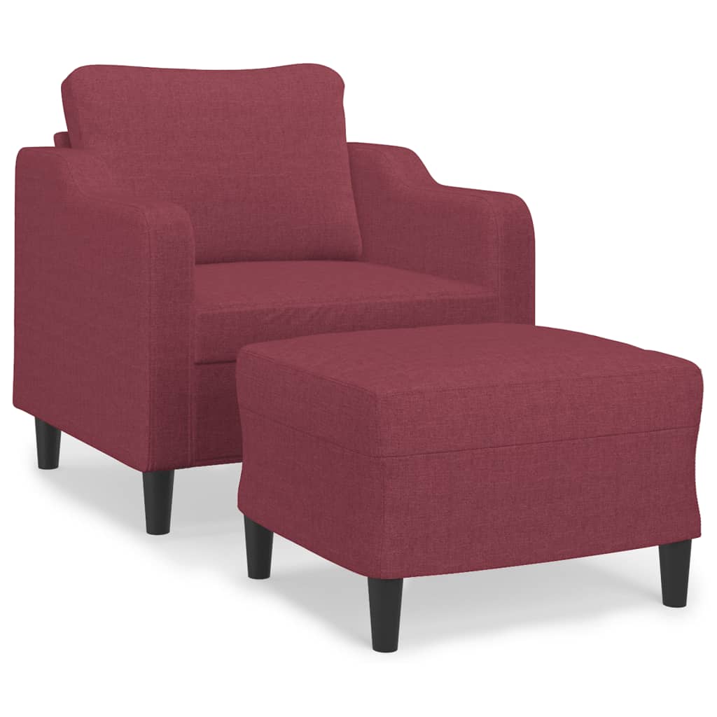 Fauteuil avec repose-pied Rouge bordeaux 60 cm Tissu - XIOS