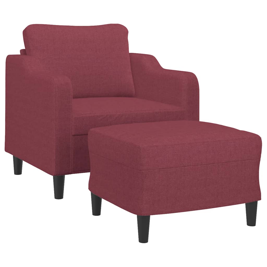 Fauteuil avec repose-pied Rouge bordeaux 60 cm Tissu - XIOS