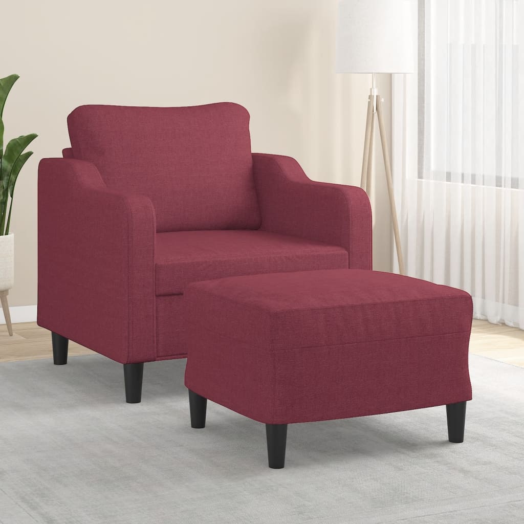 Fauteuil avec repose-pied Rouge bordeaux 60 cm Tissu - XIOS