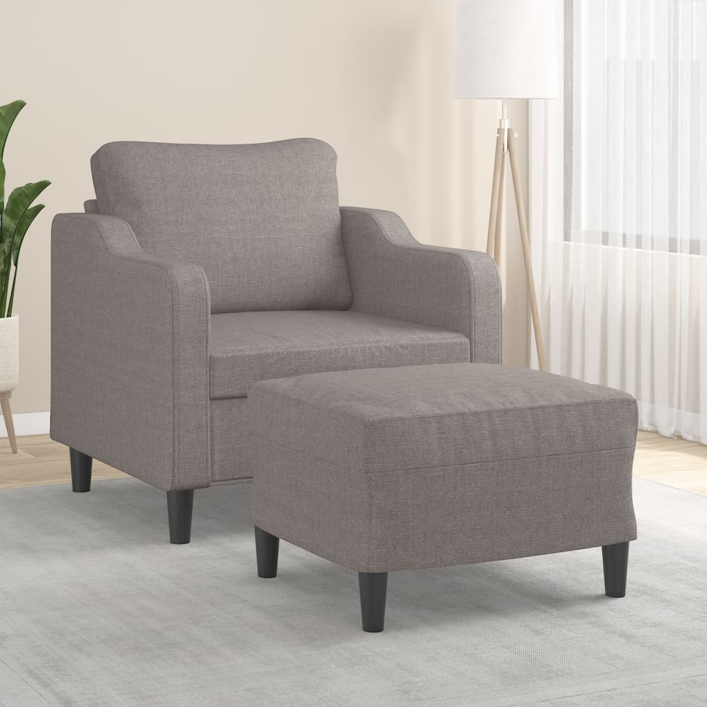 Fauteuil avec repose-pied Taupe 60 cm Tissu