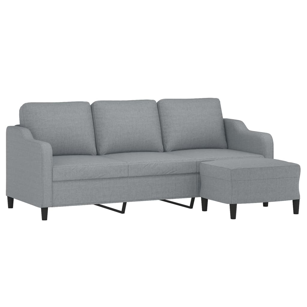 Canapé à 3 places avec repose-pieds Gris clair 180 cm Tissu - XIOS