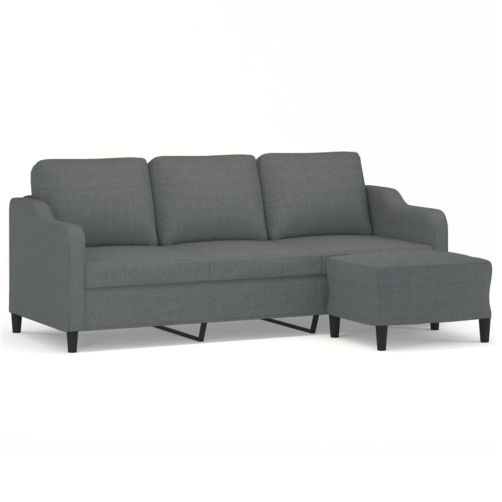 Canapé à 3 places avec repose-pieds Gris foncé 180 cm Tissu - XIOS
