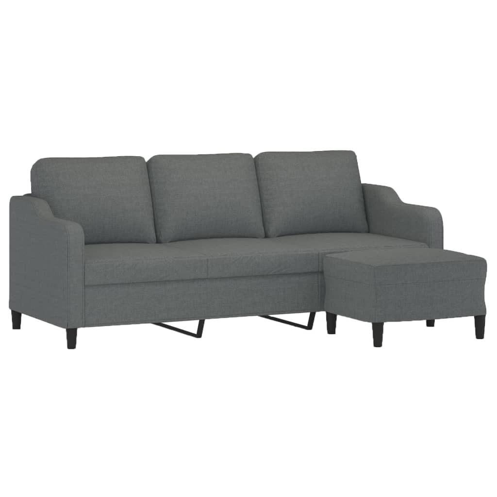 Canapé à 3 places avec repose-pieds Gris foncé 180 cm Tissu - XIOS