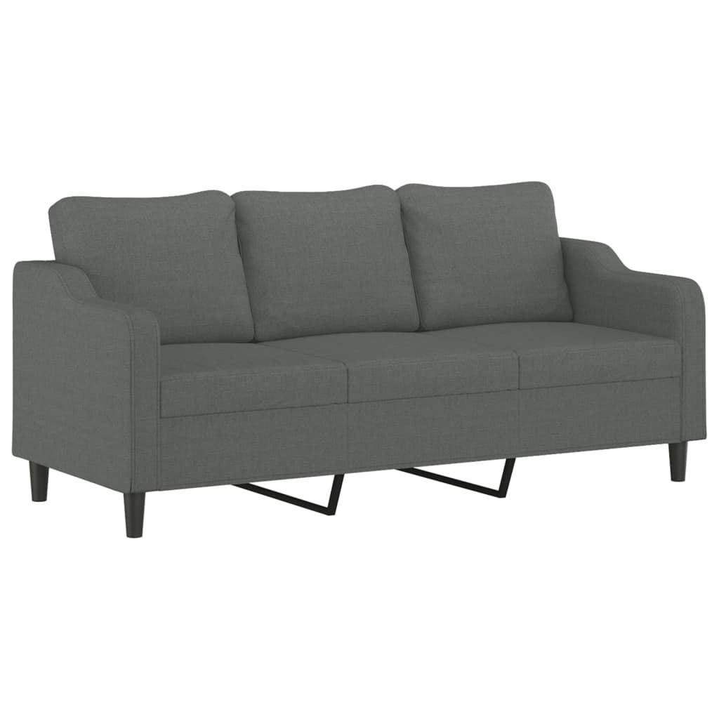 Canapé à 3 places avec repose-pieds Gris foncé 180 cm Tissu - XIOS