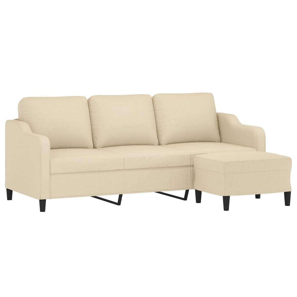 Canapé à 3 places avec repose-pieds Crème 180 cm Tissu - XIOS