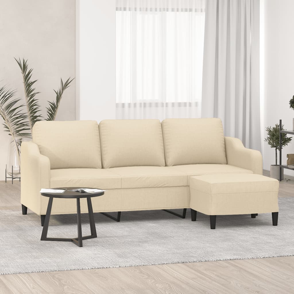 Canapé à 3 places avec repose-pieds Crème 180 cm Tissu - XIOS