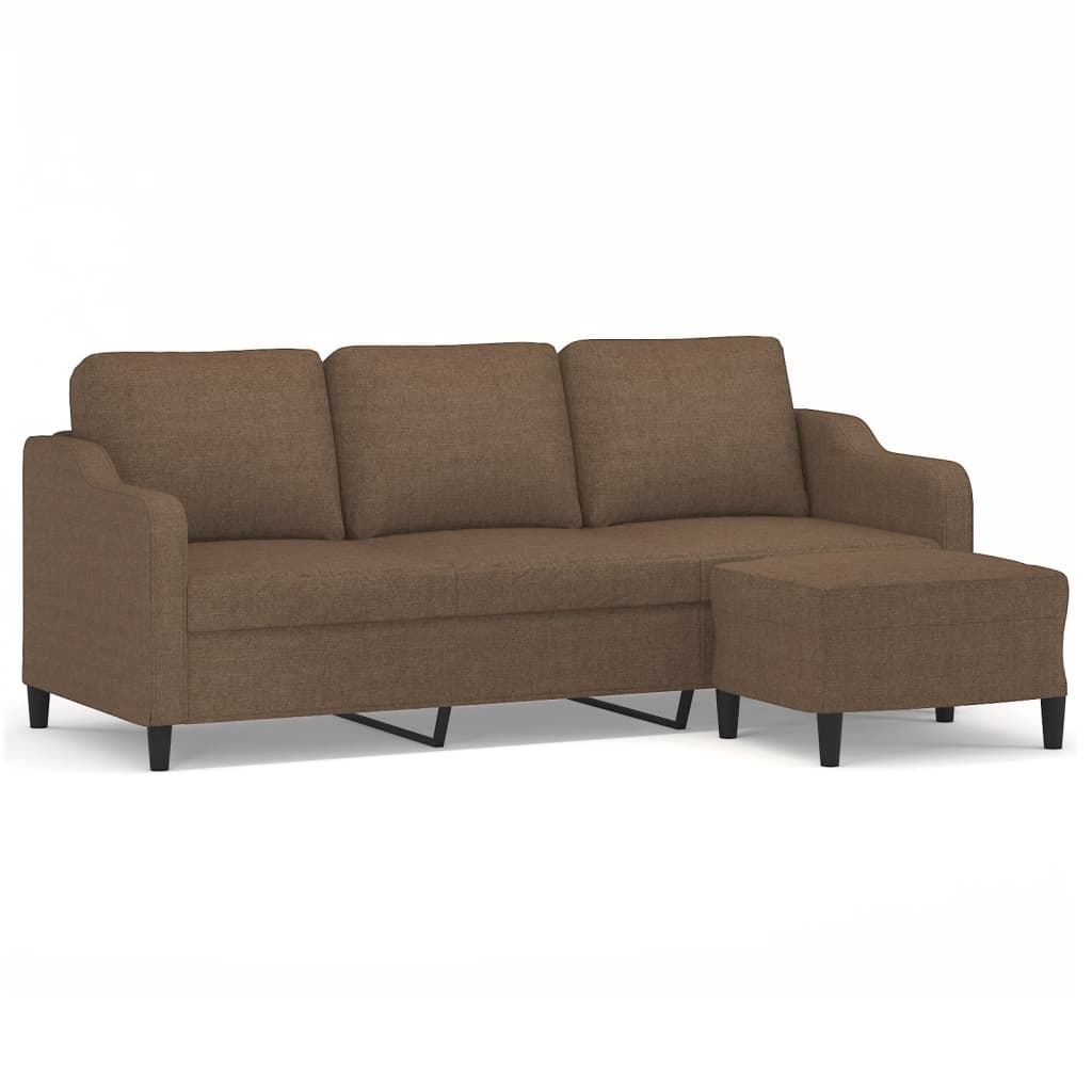 Canapé à 3 places avec repose-pieds Marron 180 cm Tissu - XIOS