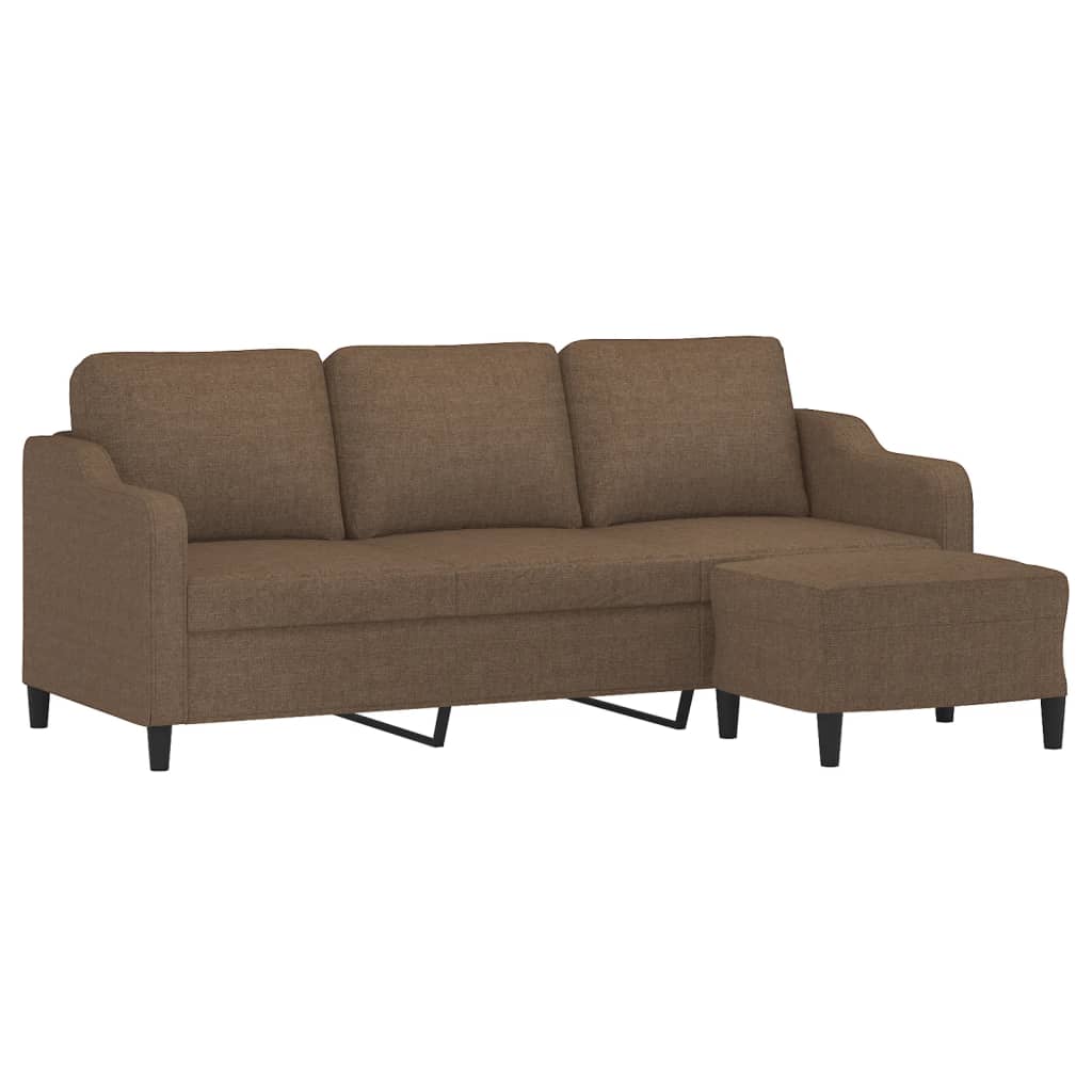 Canapé à 3 places avec repose-pieds Marron 180 cm Tissu - XIOS