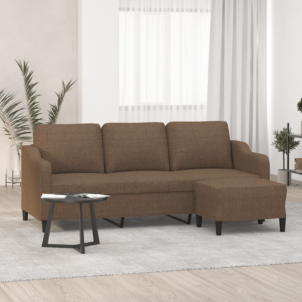 Canapé à 3 places avec repose-pieds Marron 180 cm Tissu - XIOS