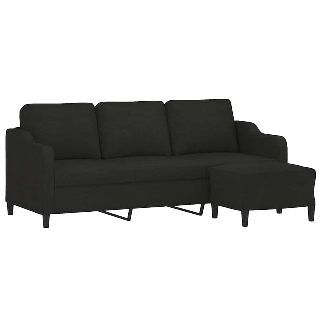 Canapé à 3 places avec repose-pieds Noir 180 cm Tissu - XIOS
