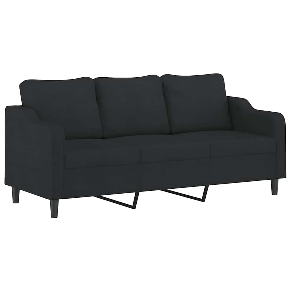 Canapé à 3 places avec repose-pieds Noir 180 cm Tissu - XIOS