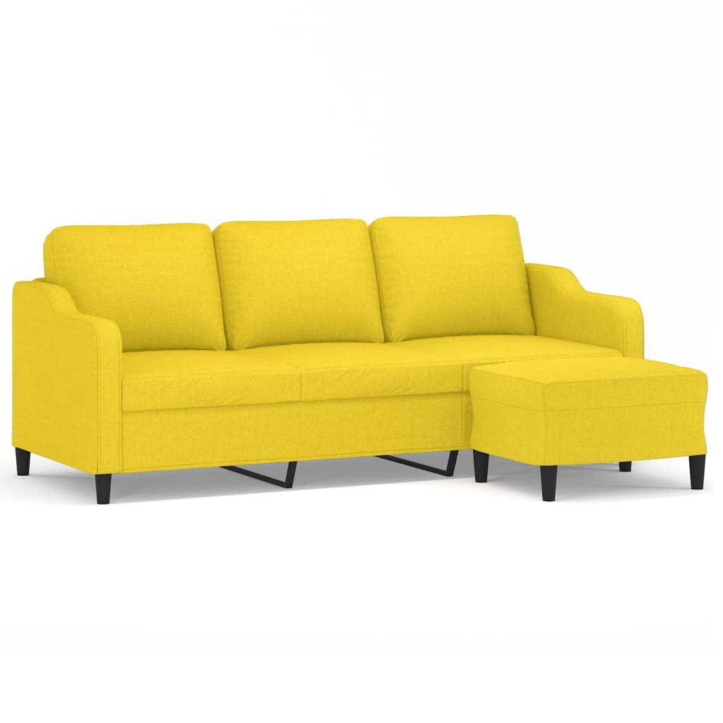 Canapé à 3 places avec repose-pieds Jaune clair 180 cm Tissu - XIOS