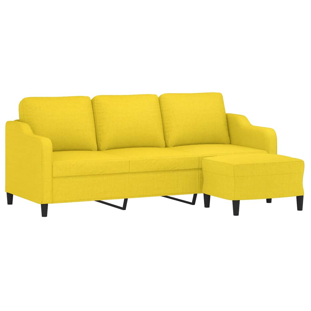 Canapé à 3 places avec repose-pieds Jaune clair 180 cm Tissu - XIOS