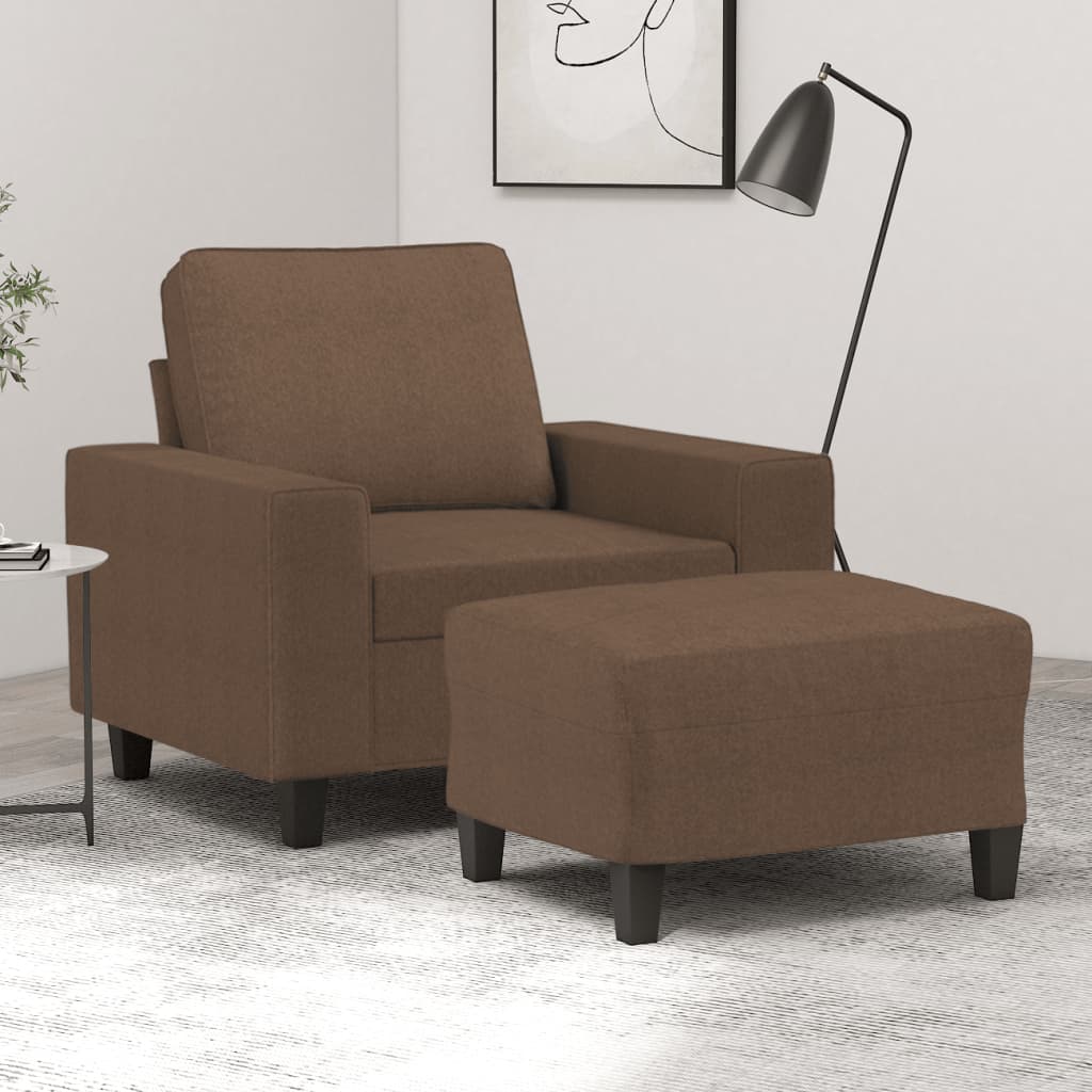 Fauteuil avec repose-pied Marron 60 cm Tissu