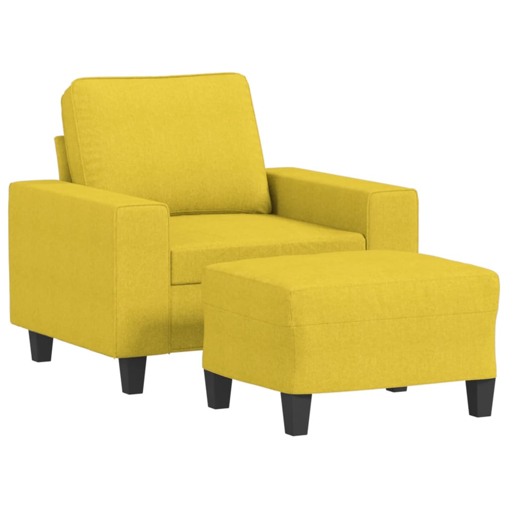 Fauteuil avec repose-pied Jaune clair 60 cm Tissu - XIOS