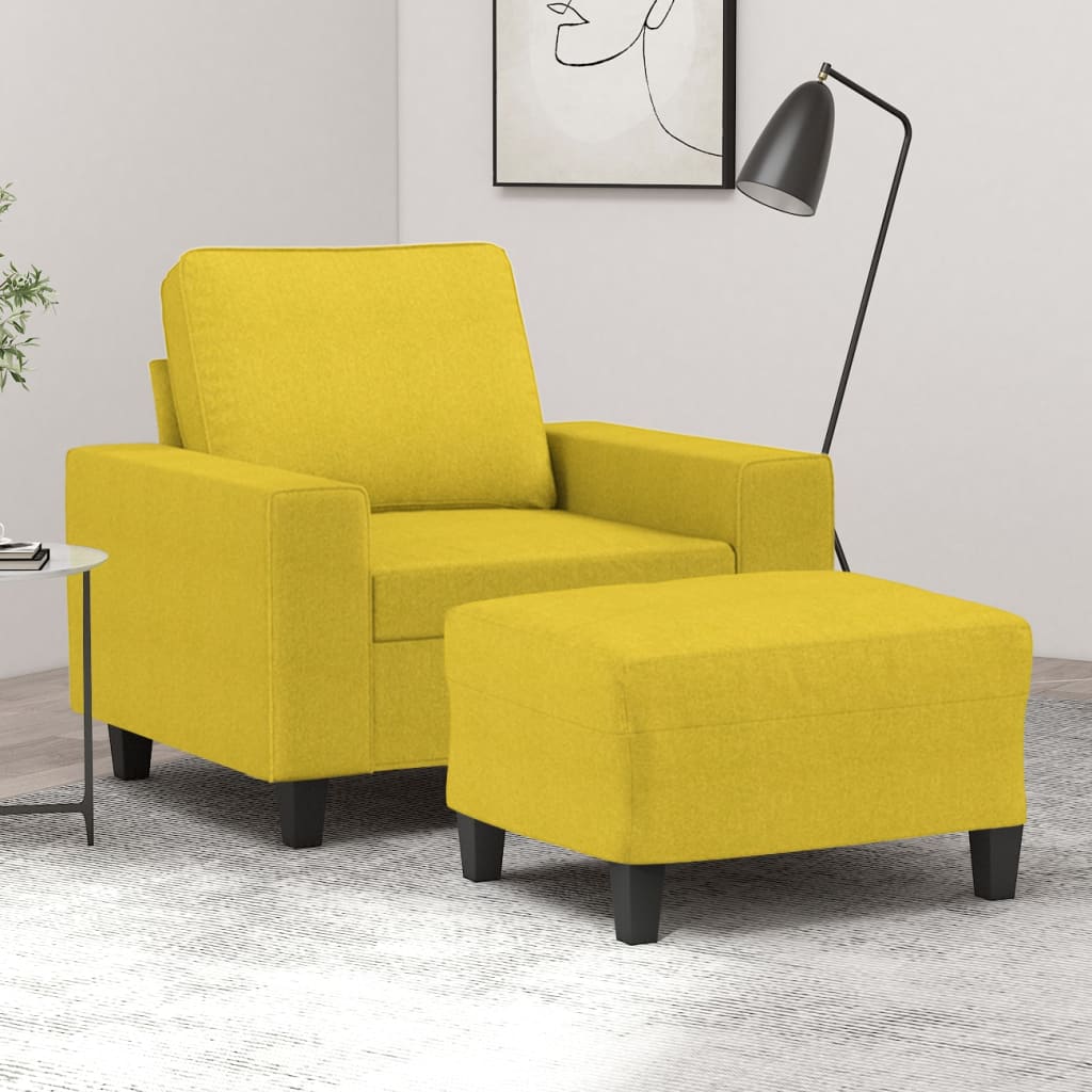 Fauteuil avec repose-pied Jaune clair 60 cm Tissu - XIOS