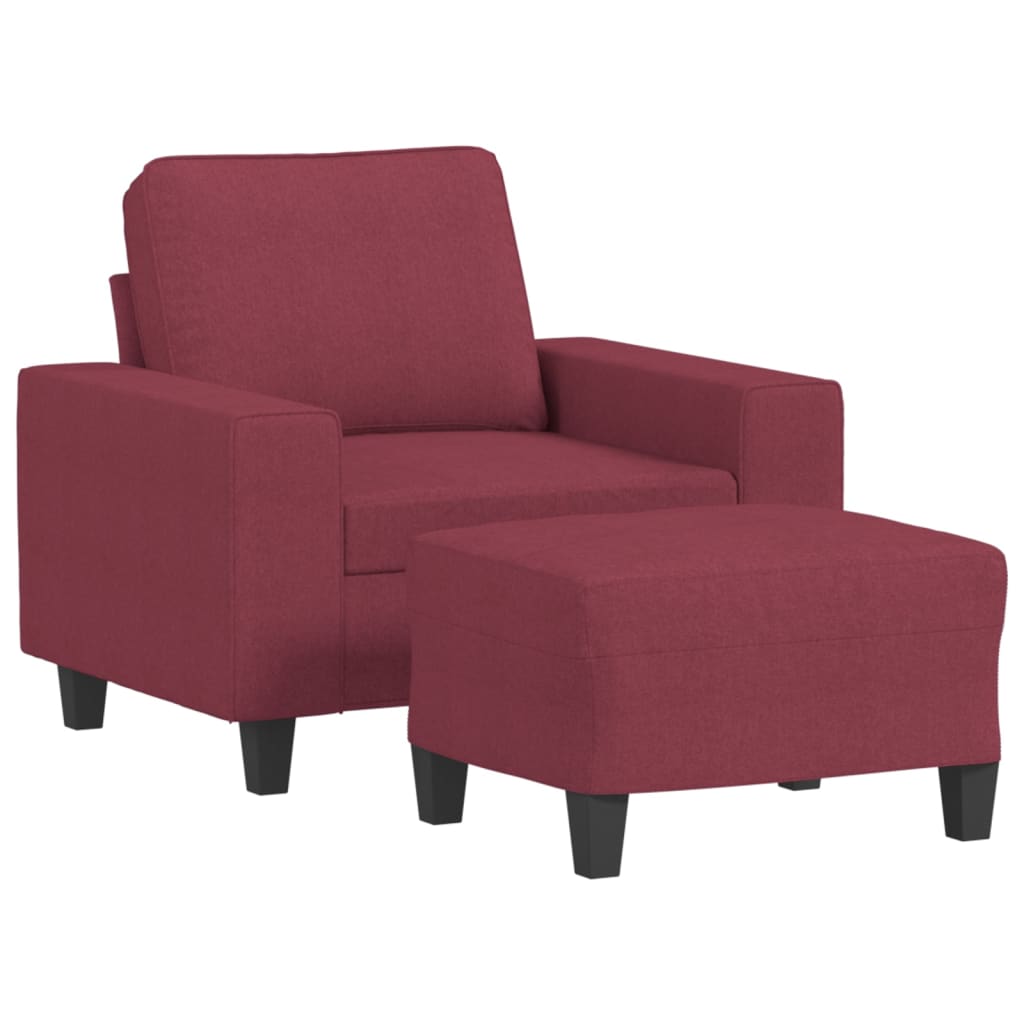 Fauteuil avec repose-pied Rouge bordeaux 60 cm Tissu - XIOS