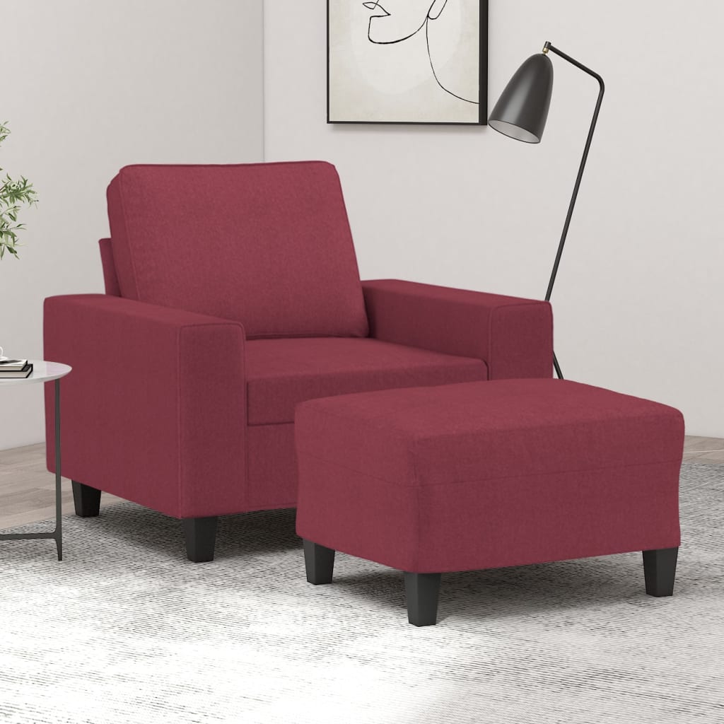 Fauteuil avec repose-pied Rouge bordeaux 60 cm Tissu - XIOS