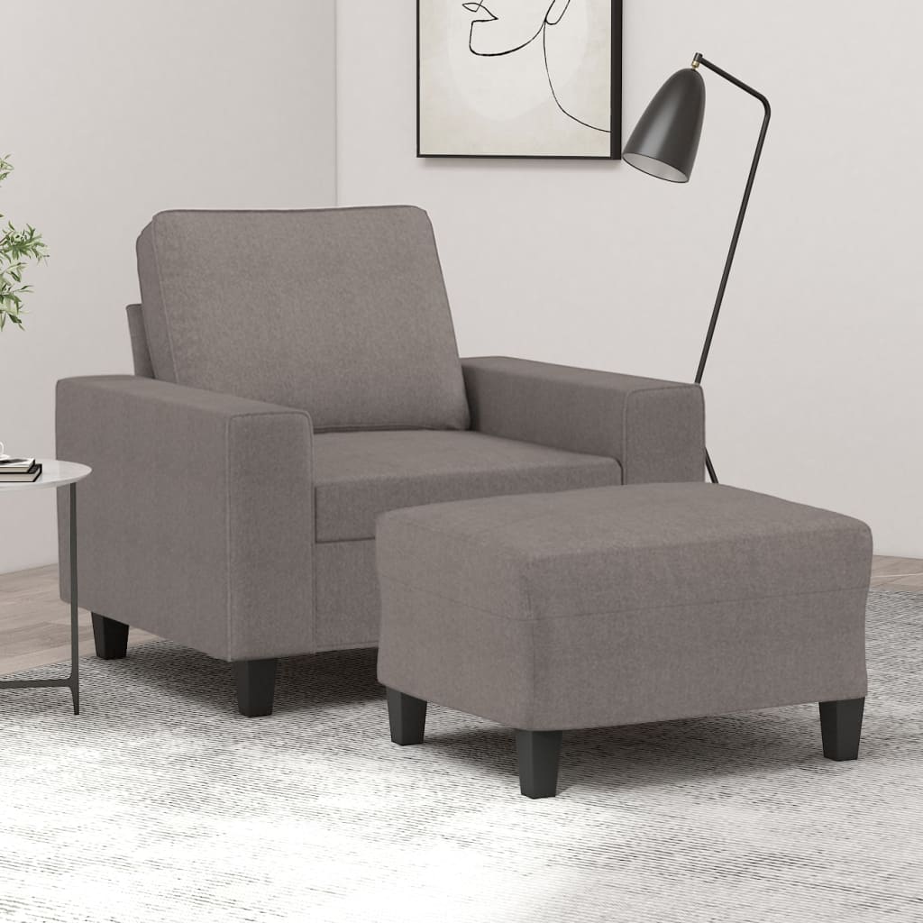 Fauteuil avec repose-pied Taupe 60 cm Tissu - XIOS