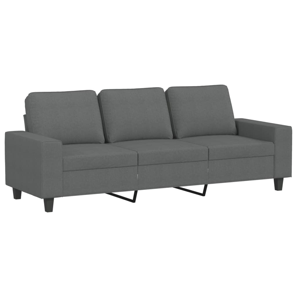 Canapé à 3 places avec repose-pieds Gris foncé 180 cm Tissu - XIOS