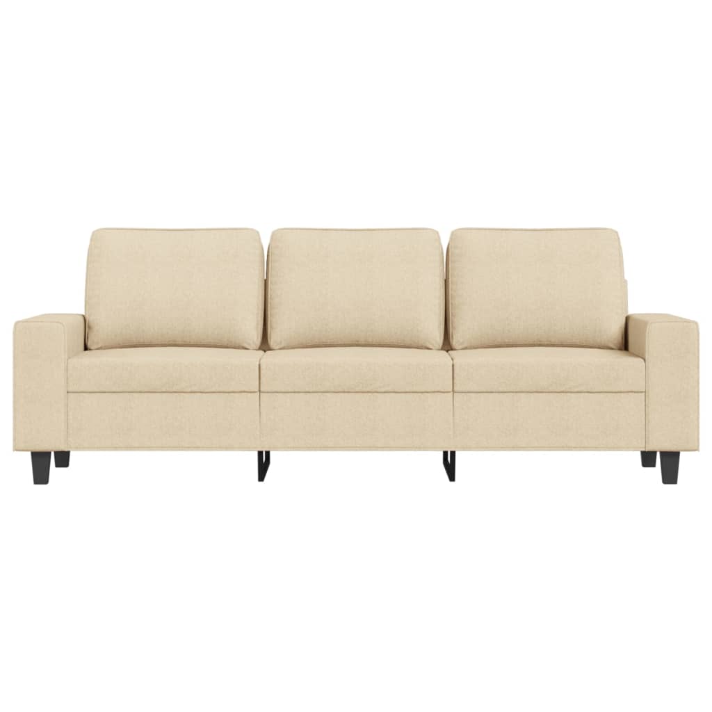 Canapé à 3 places avec repose-pieds Crème 180 cm Tissu