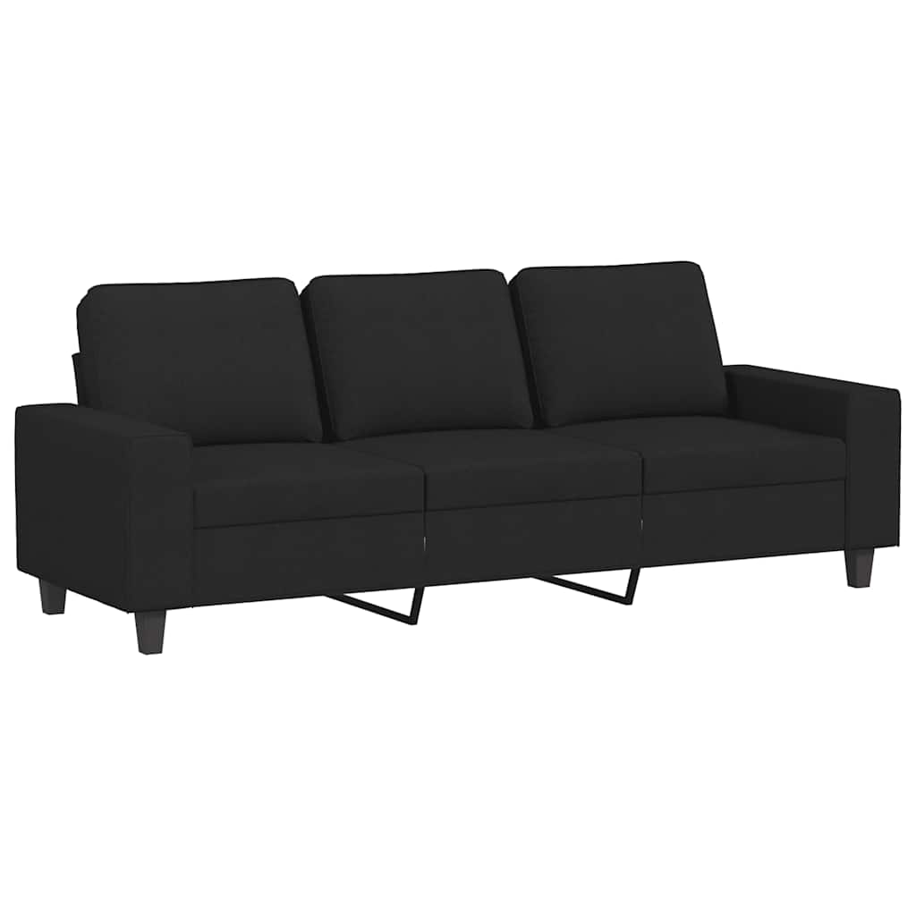 Canapé à 3 places avec repose-pieds Noir 180 cm Tissu - XIOS