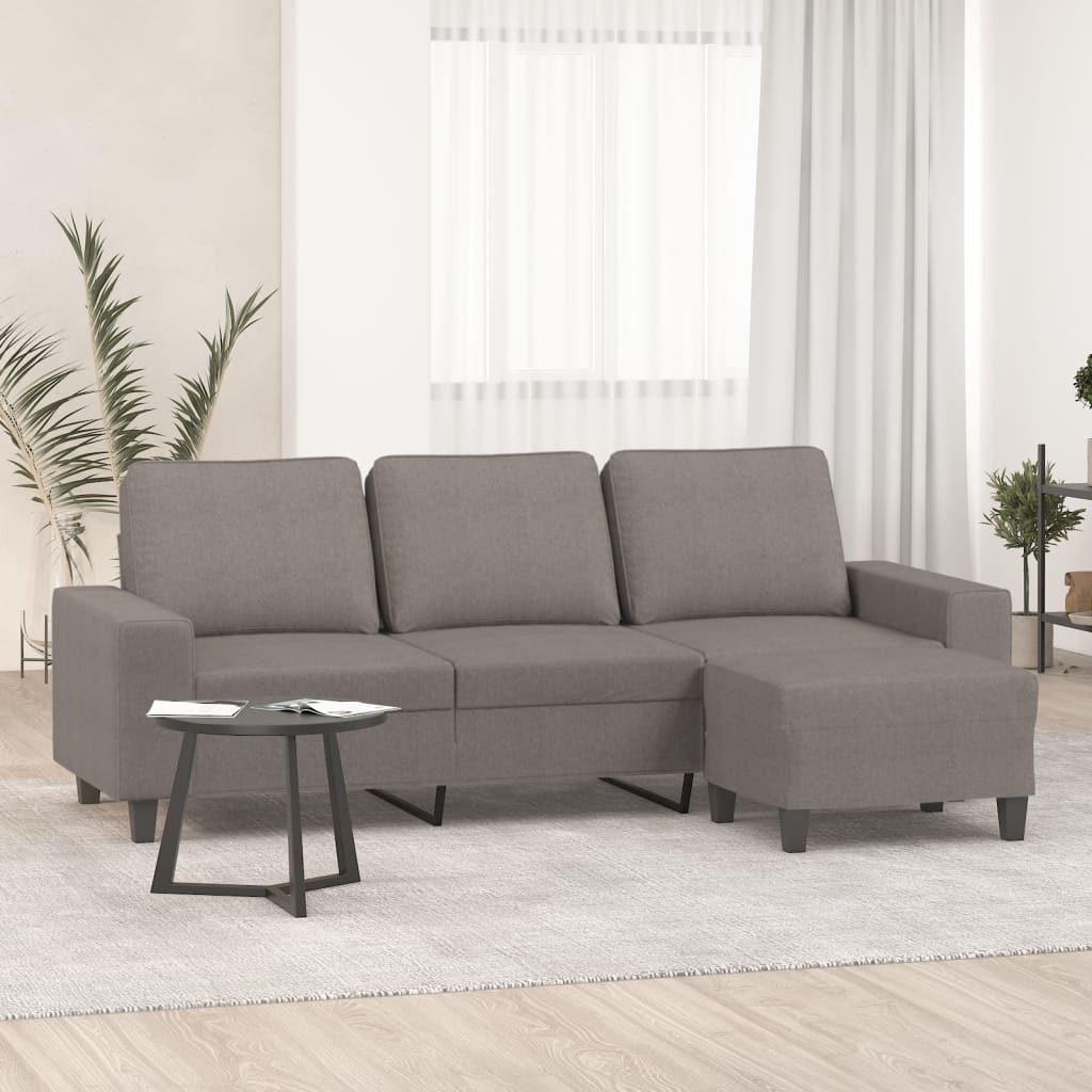 Canapé à 3 places avec repose-pieds Taupe 180 cm Tissu - XIOS