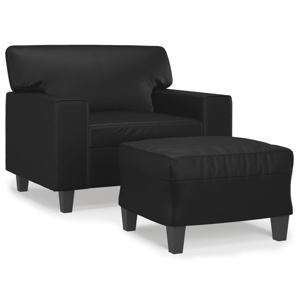 Fauteuil avec repose-pied Noir 60 cm Similicuir - XIOS