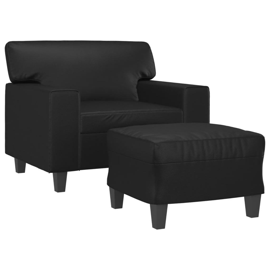 Fauteuil avec repose-pied Noir 60 cm Similicuir - XIOS