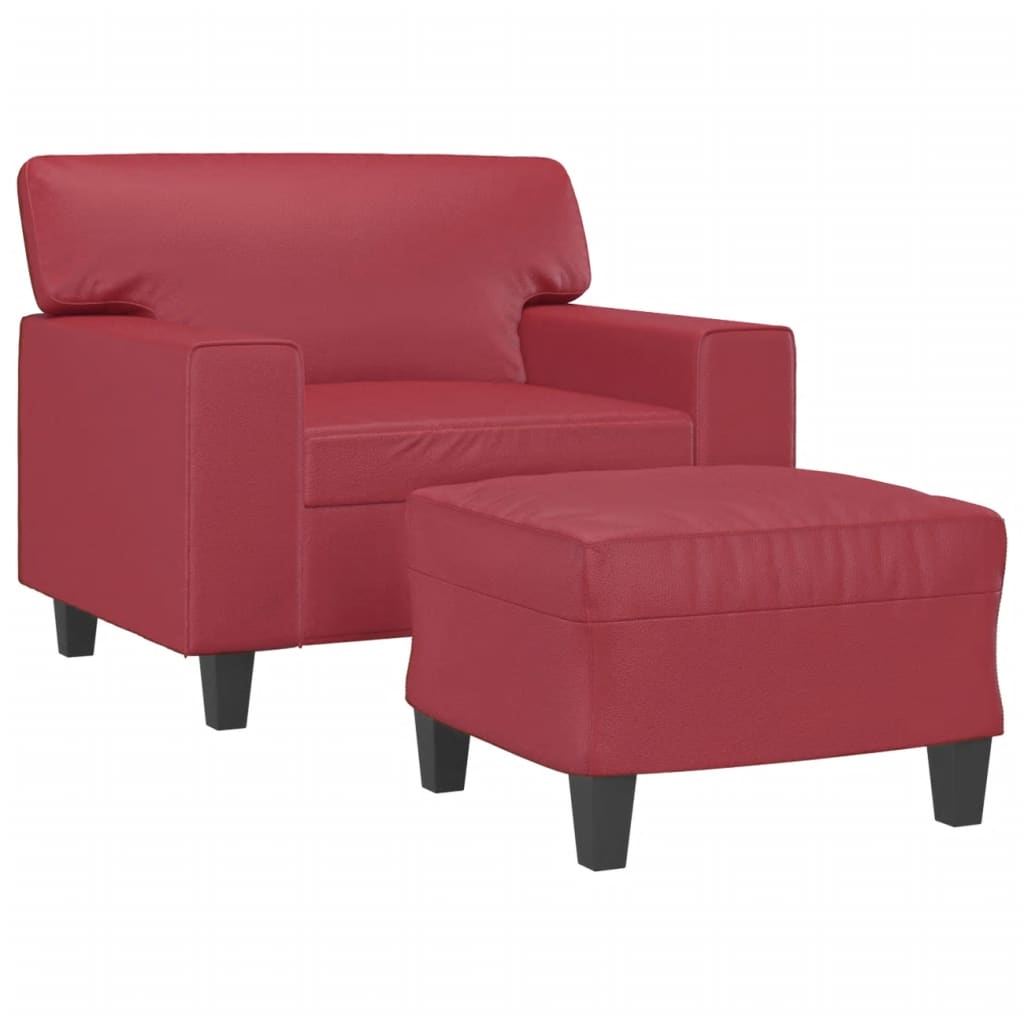 Fauteuil avec repose-pied Rouge bordeaux 60 cm Similicuir - XIOS