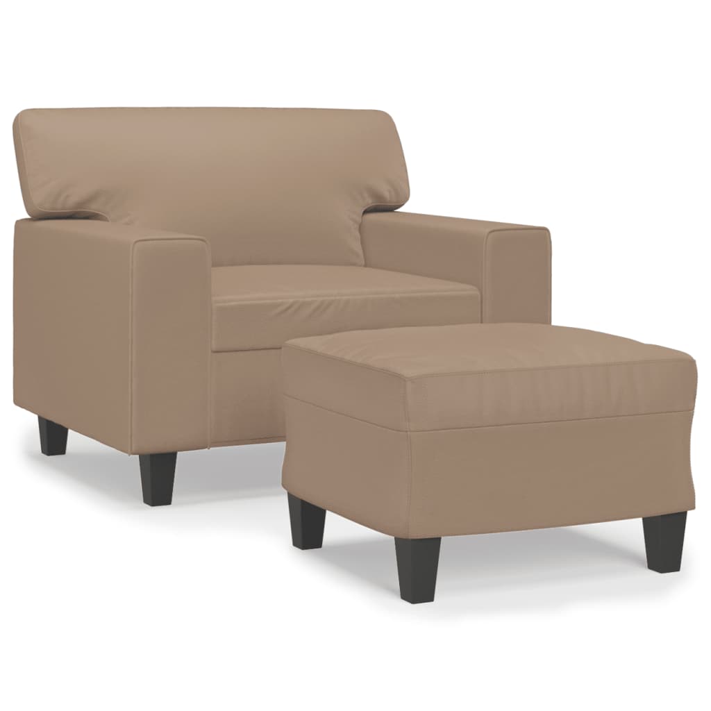 Fauteuil avec repose-pied Cappuccino 60 cm Similicuir - XIOS