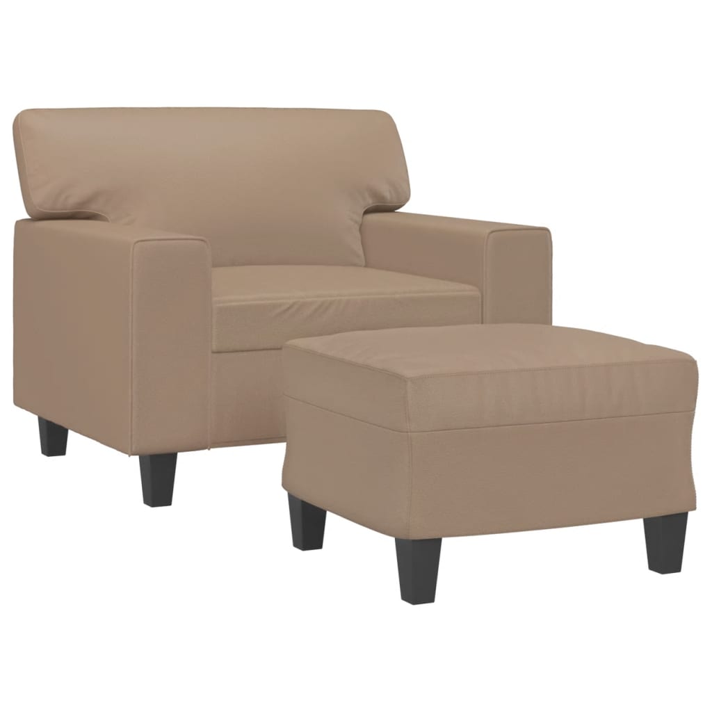 Fauteuil avec repose-pied Cappuccino 60 cm Similicuir - XIOS