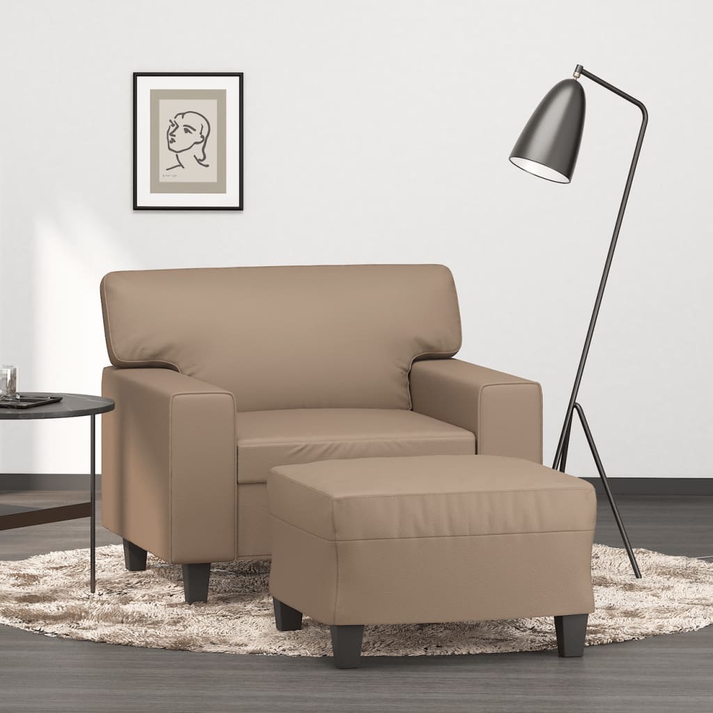 Fauteuil avec repose-pied Cappuccino 60 cm Similicuir - XIOS