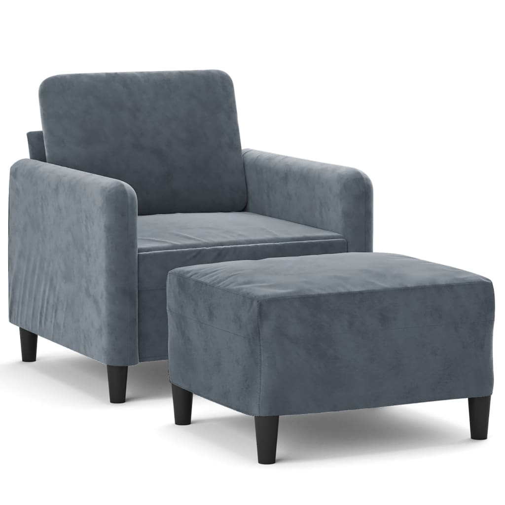 Fauteuil avec repose-pied Gris foncé 60 cm Velours - XIOS