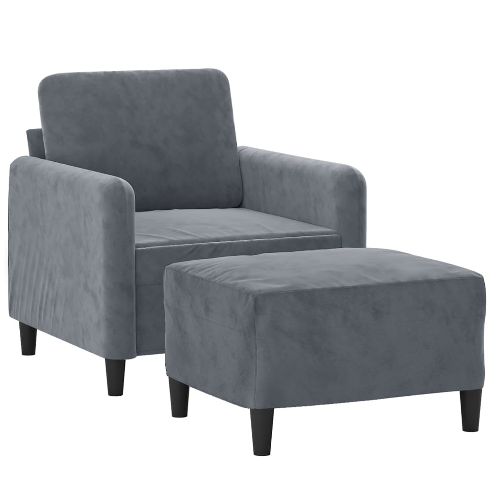 Fauteuil avec repose-pied Gris foncé 60 cm Velours - XIOS