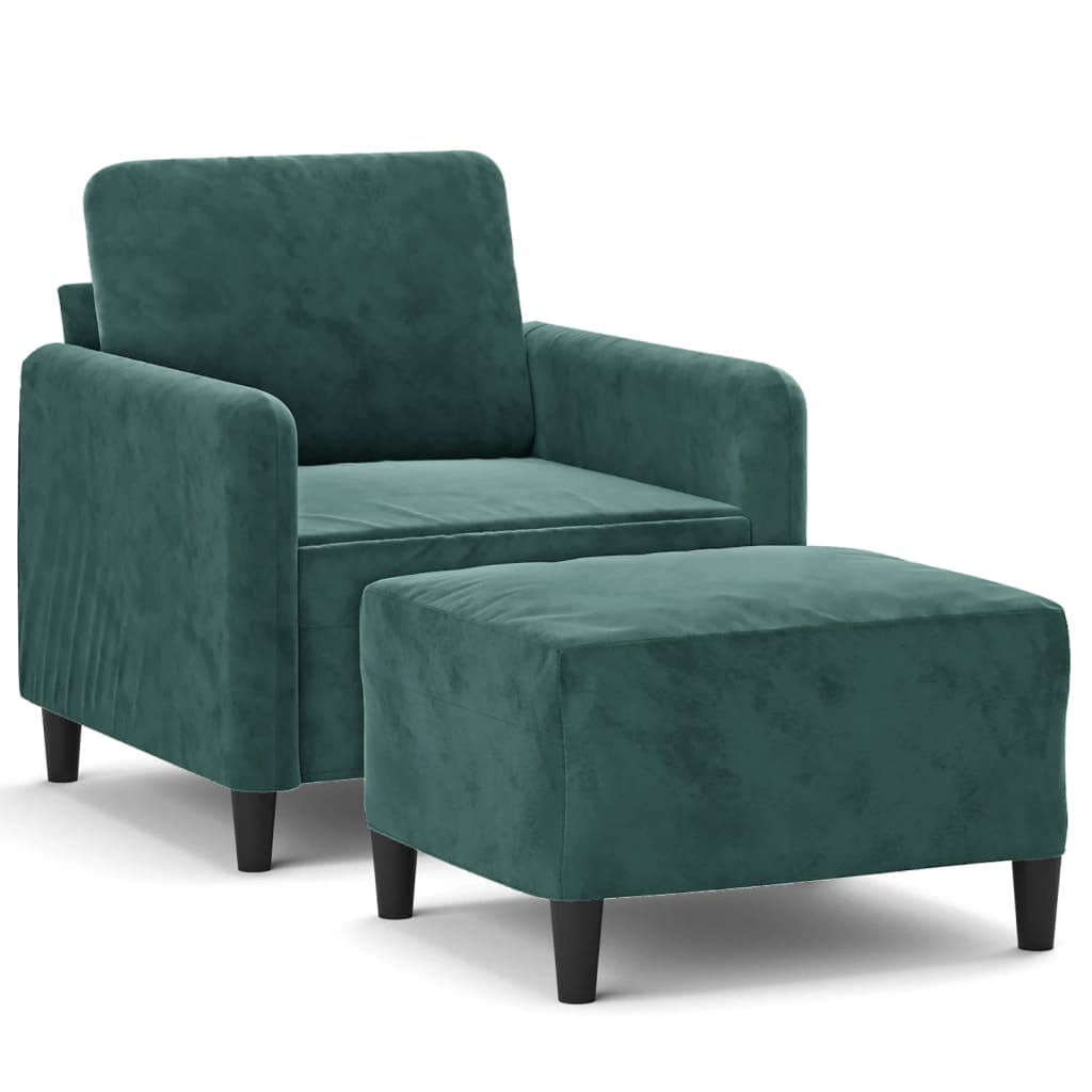 Fauteuil avec repose-pied Vert foncé 60 cm Velours - XIOS