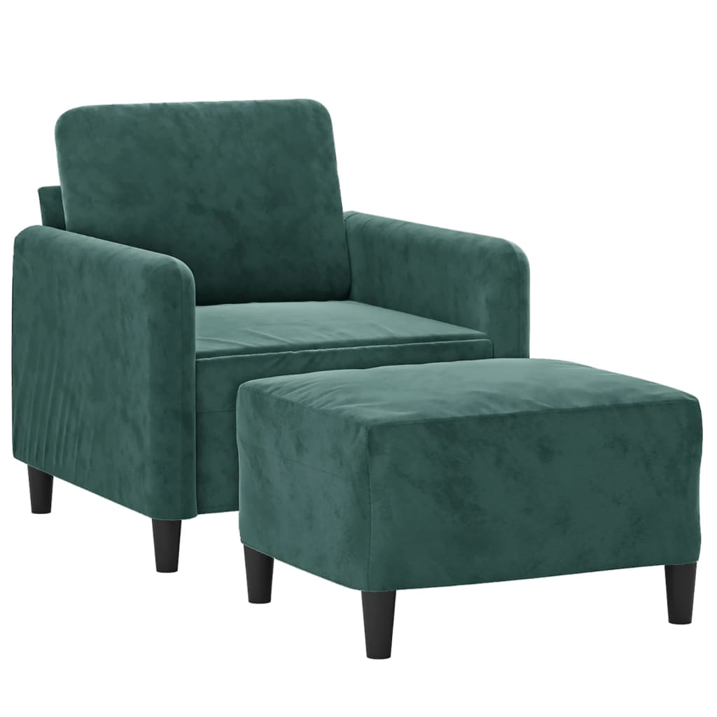 Fauteuil avec repose-pied Vert foncé 60 cm Velours - XIOS