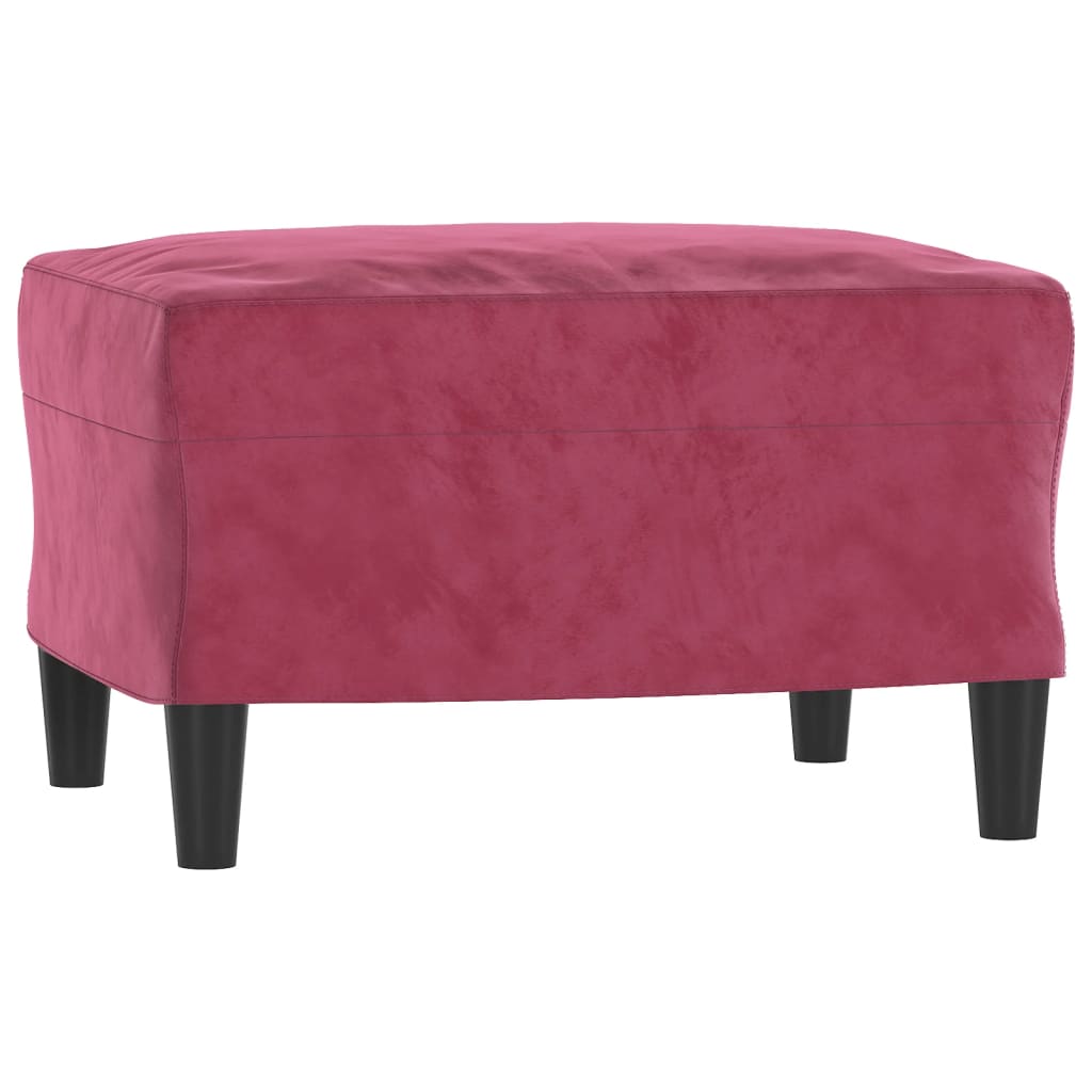 Fauteuil avec repose-pied Rouge bordeaux 60 cm Velours - XIOS