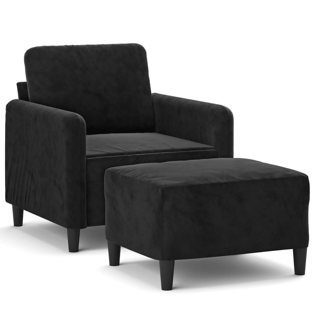 Fauteuil avec repose-pied Noir 60 cm Velours - XIOS