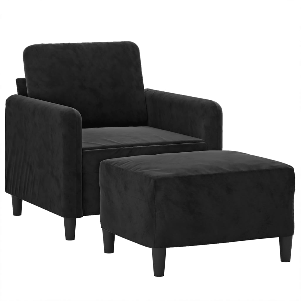 Fauteuil avec repose-pied Noir 60 cm Velours - XIOS