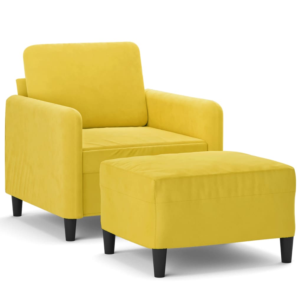 Fauteuil avec repose-pied jaune 60 cm velours - XIOS