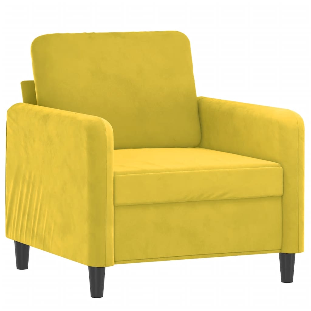 Fauteuil avec repose-pied jaune 60 cm velours - XIOS