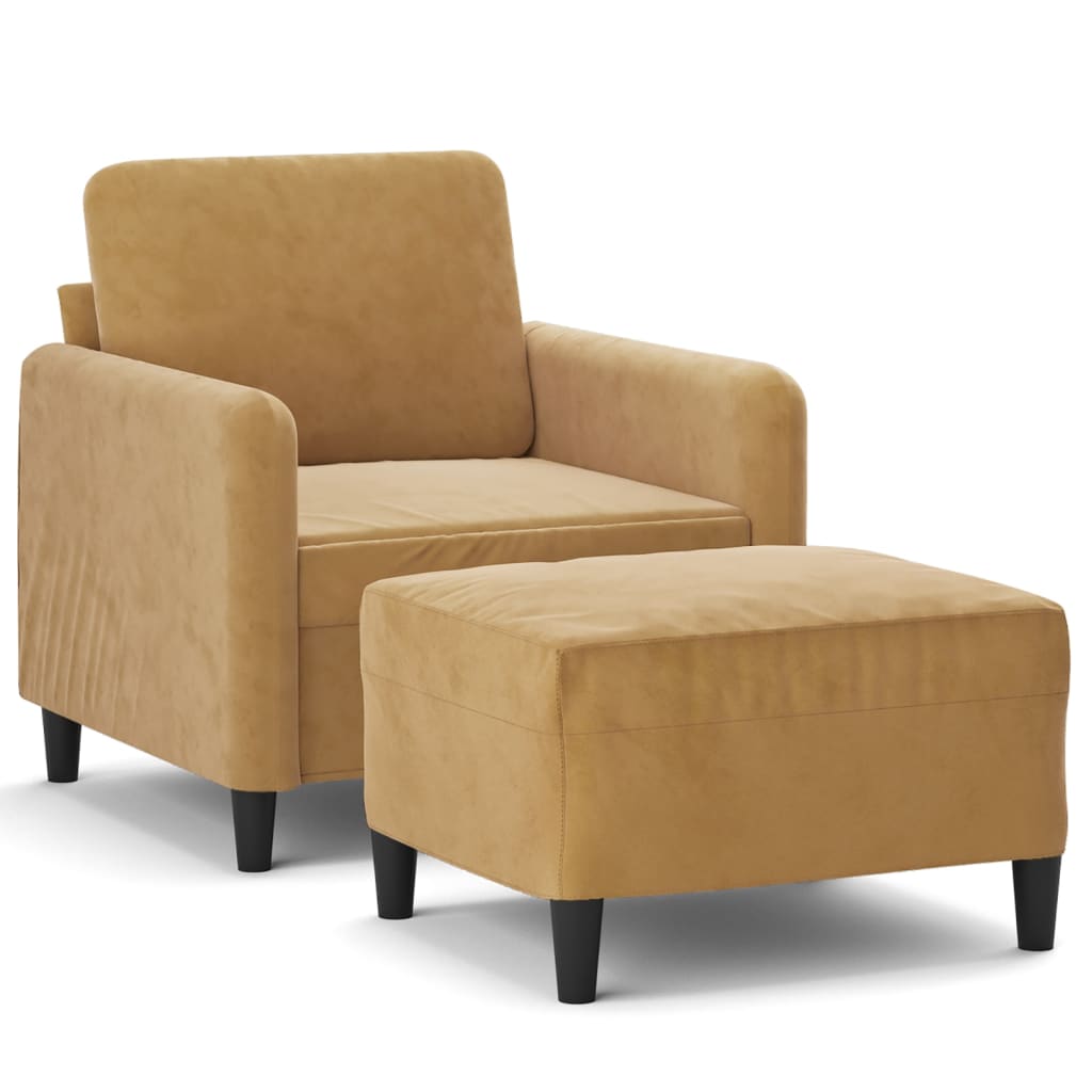 Fauteuil avec repose-pied Marron 60 cm Velours - XIOS