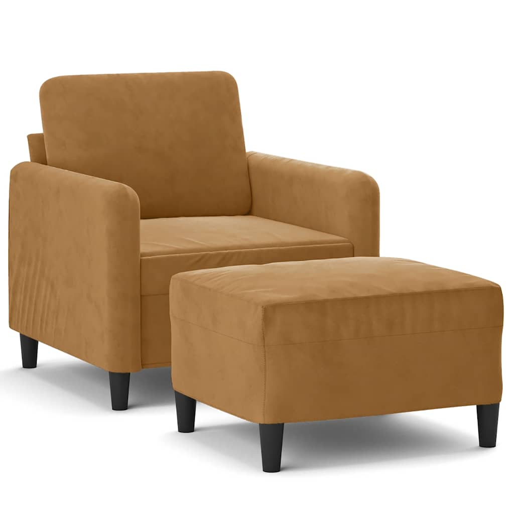 Fauteuil avec repose-pied Marron 60 cm Velours - XIOS